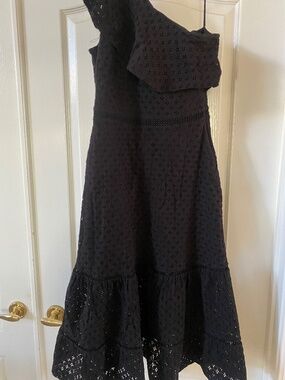 Banana Republic Black One Shoulder Lace Dress | Size O